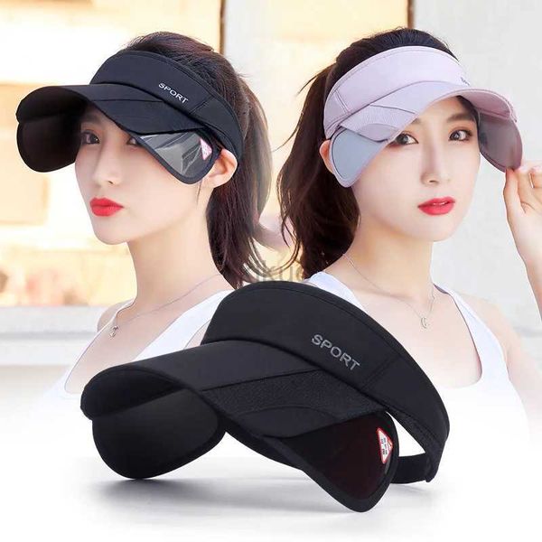 Visors Wide Brim Chapeaux Beauts Chapeaux Summer Sports Sun Sun Suns Men and Women Cap Visor Ajusteur UV Protection Top Tennis vide Running Cycling Suncreen Hat 240412