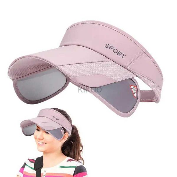 Visores Hates de borde anchos Sombreros Sol Sol Visor Summer Ladies Ciclismo Sunshade Al aire libre Tapa deportiva con visores laterales retráctiles para niñas mujeres 240412