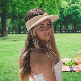 Visors brede rand hoeden emmer hoeden dames zon hoeden elastische zon vizieren voor vrouwen zonder hoofdpijn vrouwen zomer zon vizier hoed vrouwen anti-uv elastische holle tophoed 24412