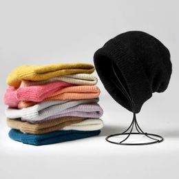 VISROVER 10 colores color sólido pelo de conejo invierno frijol sombrero pelo largo cálido sombrero casual de alta calidad tacto suave sombrero 231229