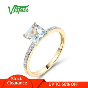 VISTOSO Echte 9K 375 Geel Gouden Ring Voor Vrouwen Fonkelende Diamant Blauwe Topaas Minimalisme Dagelijkse slijtage Solitaire Fijne Sieraden 240402