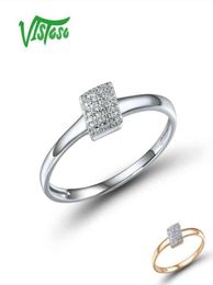 VISTOSO pur 14K 585 or blanc rose diamant étincelant bague carrée délicate pour les femmes anniversaire fiançailles bijoux fins à la mode 29415741