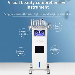 Caméra visuelle Instrument complet de beauté de la peau 10 en 1 Hydradermabrasion éclaircissant la peau nettoyant l'élimination des points noirs Aqua Jet Peel Salon