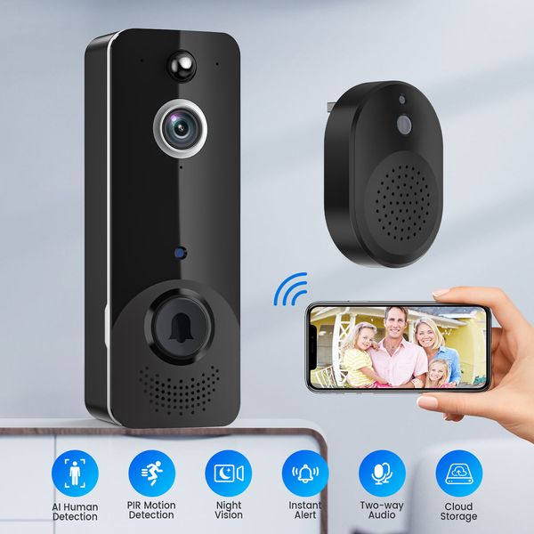 Caméra de sonnette visuelle sonnette WIFI faible puissance vision nocturne haute définition sécurité intelligente interphone à domicile sonnette de batterie