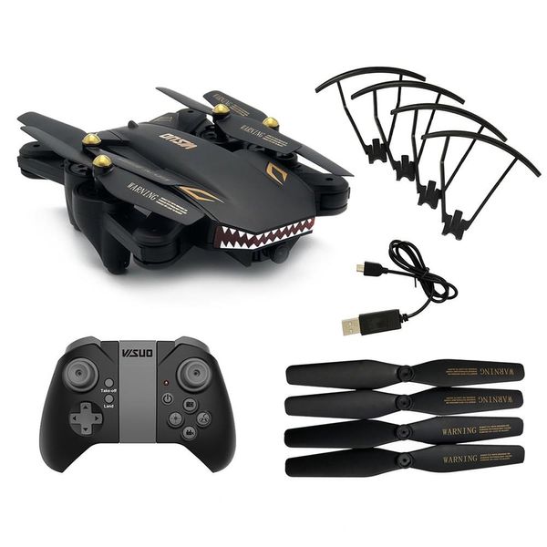 VISUO XS809S BATTLES SHARKS 720P WIFI FPV Pliable avec Caméra HD Grand Angle RC Quadcopter RTF Noir - Deux Batteries