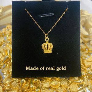 VITICEN – pendentif couronne de princesse en or 24K véritable pour femmes, collier cadeau sincère, bijoux de luxe fins, 999, 240311
