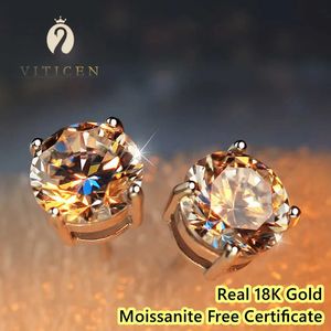 VITICEN Original véritable or 18K diamant boucles d'oreilles AU750 présent cadeau exquis pour femme femme bijoux fins 231225