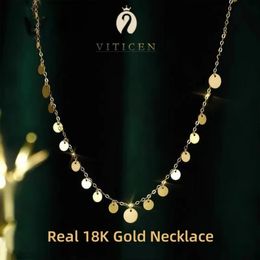 VITICEN – collier à paillettes en or véritable 18 carats AU750, cadeau exquis, cadeau classique romantique pour femme, bijoux fins mignons, 240118
