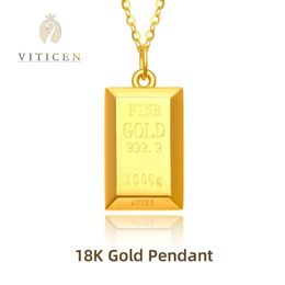 VITICEN véritable 18K or briques AU750 pendentif devenir riche collier pour hommes femmes beau cadeau élégant bons cadeaux mode classique 240116