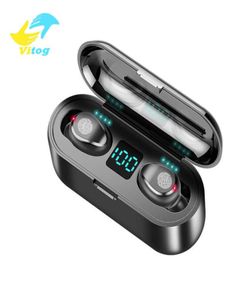 Écouteurs sans fil Vitog F9 TWS Bluetooth V50 Sport Earbuds Gaming Headphones 2000mAh Bank Power Bank avec microphone et LED 8979718