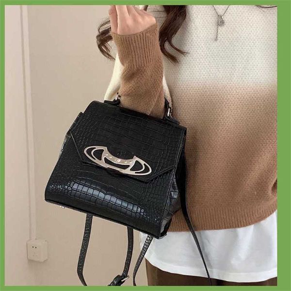 Vivi Sacs à bandoulière noirs en cuir Sac pour femme Motif crocodile Sac à dos de créateur Sac universitaire Campus Cartable Sacs à main de créateur Sac à main 230204