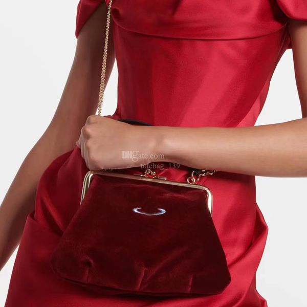 Vivi sac de créateur sacs à bandoulière pour femmes Mini sac à main en velours Vintage chaîne bandoulière sac Saturn portefeuille
