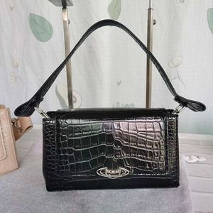 viviane westwood sac Aisselle Sac à bandoulière unique avec motif crocodile À la mode Simple Petits sacs carrés Conception de niche Bandoulière pour les femmes 240123