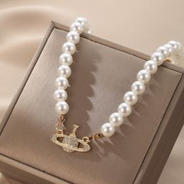 Viviane Westwood collar de mujer diseñador de joyas de oro collares de mujer trébol oro plata cadena de enlace cubano gargantilla de lujo para mujer colgante clásico de acero inoxidable