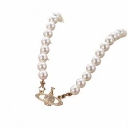 Viviane Westwood Collier Femmes Gold Jewelry Femme Colliers Clover Gold Sier Cuban Link Chain Choker Womens Luxury Classic Stainl Steel E0MF #