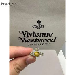 Viviane Westwood Ring Empress Dowager XIS Hoogwaardige Saturn roteerbare glazen kralen met micro -set Zirkoonring Kleine en high -end elegante en elegante sieraden 209