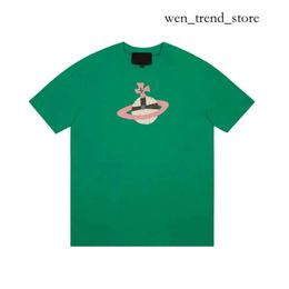 Viviane Westwood T-shirts T-shirts West Wood Empress Dowager Saturn Graffiti broderie en vrac ajustement T-shirt pour hommes et femmes à manches courtes Viviane Westwood 388