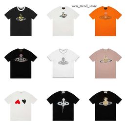 Viviane Westwood T-shirt Westwood Empress Dowager Saturn Graffiti broderie imprimement lâche T-shirt à manches courtes décontractées Viviane Westwood 156