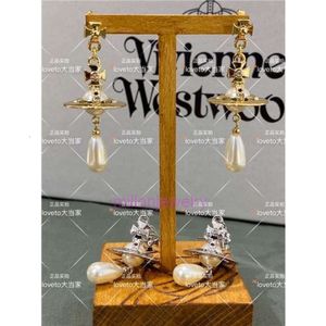Viviane Westwoodly oorbellen klassieke zilveren goud gebroken druppels parel korte oorbellen van