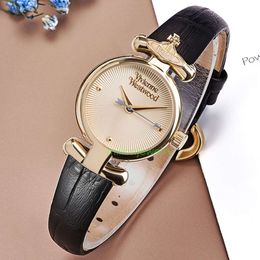 Vivianeism Westwoodism Watch Impératrice Dowager Watch Watan en cuir authentique Simple Small Drilicate Quartz Watch Student Watch Watch Watch Watch