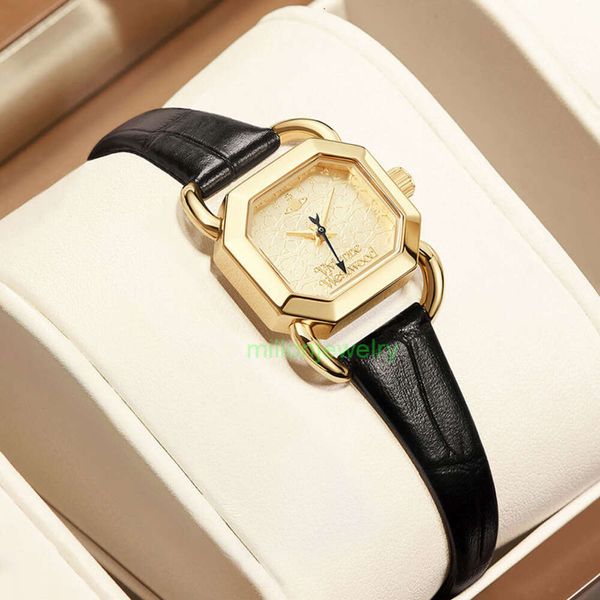 Vivianeism Westwoodism Watch Empress Dowager Leather Gold Dial Women's Watch Cash compact britannique
