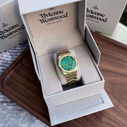 Vivianeism Westwoodisme Watch Octagonal Beimu Women's Watch Impress Dowager Band Steel Woar's Watch Blue Beimu Face Blue Green Gold