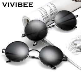 VIVIBEE classique polarisé rond métal lunettes de soleil décontracté lunettes de soleil pour femmes rétro UV400 hommes noirs nuances 2023 tendance lunettes