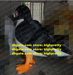 Costume de mascotte de pigeon noir vif mascotte hirgot de la magpie picapica picapica die taube avec de grandes ailes de ventre blanc n ° 3523 navire gratuit