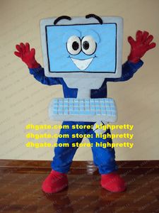 VIVID BLUE ordinateur portable Mascot Costume mascotte mascotte adulte electron cerveau netbook avec de grands yeux souriants face n ° 573