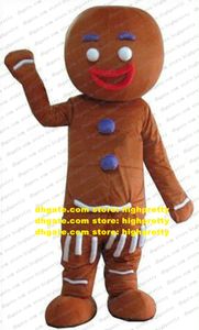 Vif brun brun painbread man shrek mascot costume fête costume de fête avec sourcils violets chaussures brunes de tête n ° 4206