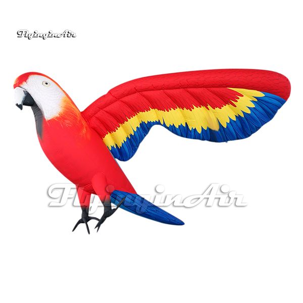 Guacamayo inflable vivo colorido pájaro colgante globo de loro alas abiertas modelo Animal de dibujos animados para espectáculo de escenario