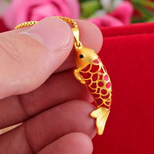 Levendige mooie visvormige hanger ketting geel goud gevuld rode dierlijke hanger ketting voor meisjes dames