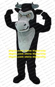 Costume de mascotte vive Bull Buffle Buffalo Bison Board Wild Bods Choft avec une longue courbe Cornes grises Forme les yeux jaunes n ° 6077