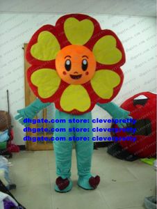 Levend mascotte kostuum oranje zonnebloem zonbloem taiyanfa franing iris japonica vlinder blauw lange benen gele bloem nr. 8519