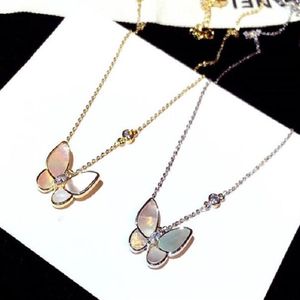 Levendige sprankelende diamanten zirkoon prachtige vlinder modeontwerper korte choker hanger ketting voor dames meisjes rosé goud zilver252Z