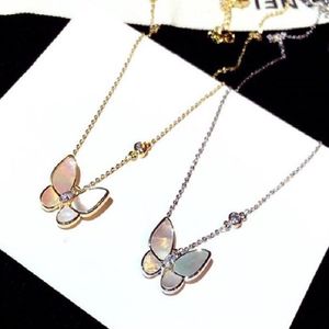 Levendige sprankelende diamant zirkoon mooie vlinder modeontwerper korte choker hanger ketting voor vrouwen meisjes roze goud zilver249B