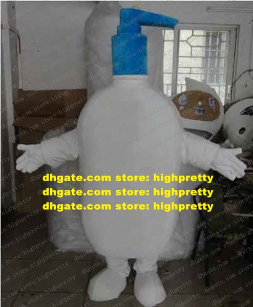 Costume de mascotte de lavage de corps blanc vif Mascotte désinfectant Gel douche pour le lavage des mains adulte avec grand couvercle bleu No.2921