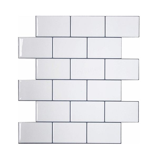 Vividtiles Carreaux blancs plus épais Peel and Stick Carreaux muraux de qualité supérieure Coller sur les carreaux Dosseret de cuisine - Paquet de 5 pièces T200601