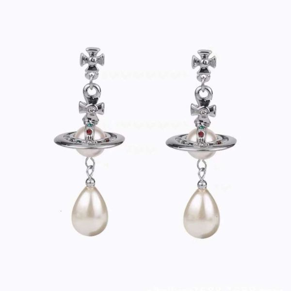 vivieene satellite Viviane Viviennes Westwood Saturn Pearl Long Bouticoles d'oreilles Fashion Classic Water Gouttes