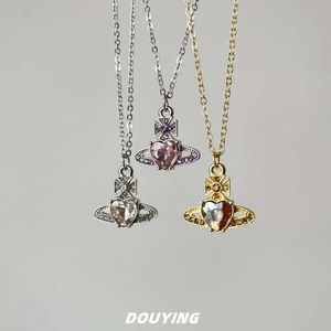 Viviennelies Fashion Luxe Klassieke sprankelende diamant liefde Saturn Designer ketting trendy designer juwelier Westwood voor vrouwen Hoge kwaliteit vakantiecadeaus