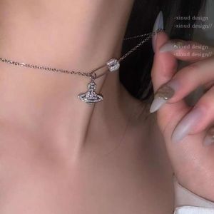 Viviennely Westwoodly Diamond Set Pins Cosmic Ketting Vrouwelijke Instagram Hip Hop Elegante Zoete Cool Menigte Kraag Ketting Accessoires