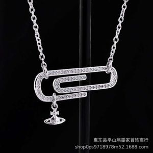 Vivinely Westwoodly ketting enigszins An'an Saturn's ketting Loop hanger volledige diamant veelzijdige volledige diamanten kraagketen Hoge versie