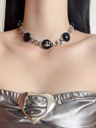 Viviennely Westwoodly Saturno Collar de cadena gruesa Valor atípico Ágata de alto grado Piedra natural Collar de planeta Cadena Hombre Mujer Pareja Collar