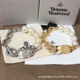 Viviennes Viviane Westwood Sieraden Armband Vrouwen Hoge Kwaliteit Ronde Merk Parel Ot Gesp Saturn Armband Splicing Planet Armband Hoge Versie