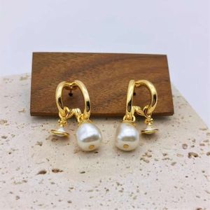Viviennes Westwood oorbellen Saturn Ring -vormige parel oorbellen voor dames mode zoete oorbellen hoogwaardige oorbellen