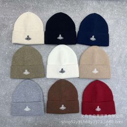 Viviennewestwood Viviene Westwood Beanie Hat Caps Saturn Gebreide Muts Herfst/winter Nieuwe Borduurlabel Wollen Muts Pure Wol Warme Muts