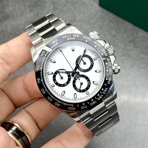 VK – boîte de montre chronographe en acier et céramique, certificat 116500, Panda en céramique blanche, 40mm, automatique et mécanique pour hommes, 198v