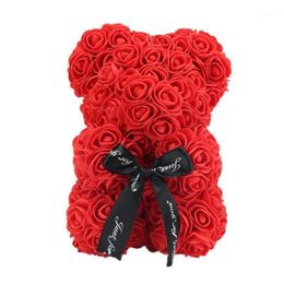 VKTECH Valentijnsdag Cadeau 23 cm Rode Roos Teddybeer Roos Bloem Kunstmatige Decoratie Voor Kerstmis Valentijnsdag Verjaardag Gift249f