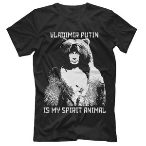 Vladimir Poutine est mon animal spirituel président russe Wise Bear Tshirt Coton Coton Oneck Courte courte Mens T-shirt S3XL 240409