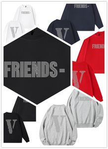 VLone American Fashion Apparel Brand Hoodie Mens Womens Round Nou Cotton Couleur à manches longues Big V Letter Back Print Street Hip Hop Tops Sweetshirt Handsome